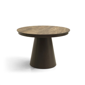Pearl spisebord INKL. 2 tillægsplader - Dark Brown laminat - Anodic Brown/Bronze - Mål: Ø110 / 110 x 240 cm.